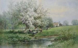 WEBER Carl 1850-1921,COWS BY A STREAM,Freeman US 2006-06-23