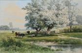 WEBER Carl 1850-1921,Cows Grazing in the Meadow with Apple Blossoms in Bloom,Burchard US 2021-08-15