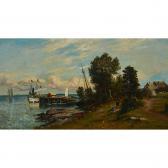 WEBER CARL PHILIPP,AMERICAN STEAM SHIP AT DOCK WITH VILLAGERS MILLING,1879,Waddington's 2020-02-22