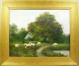 weber ernest 1900-1900,Sheep in Landscape,Kaminski & Co. US 2007-04-22