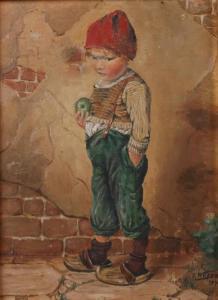 WEBER f 1700-1800,Aus Nachbars Garten kleiner Junge mit roter Mütze ,1940,Mehlis DE 2020-02-27