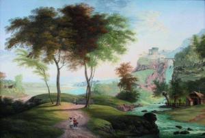 WEBER Friedrich 1792-1847,Vue d'Italie, la cascade,1823,Blanchet FR 2010-11-03