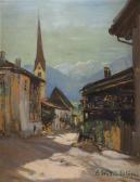 WEBER FULOP ELIZABETH 1883-1938,Tiroler Dorfstraße mit Blick ins Gebirge,Palais Dorotheum 2018-10-11