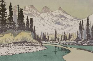 WEBER George 1907-2002,THE THREE SISTERS, CANMORE, ALBERTA,1986,Hodgins CA 2018-11-28