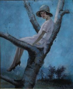 WEBER Henrich 1892,Girl seated in a tree,Cuttlestones GB 2017-11-23