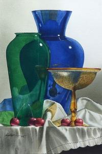 WEBER Michael J 1941,Glass with Cherries,1998,Burchard US 2019-09-22