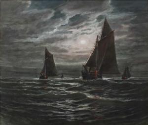 WEBER Otis S 1847-1910,Shipping at sea under a moonlit sky,Mallams GB 2021-07-07