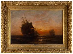 WEBER Otis S 1847-1910,Ships at sunset,1885,Eldred's US 2023-03-01