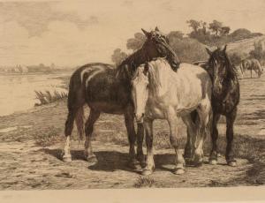 WEBER Otto 1832-1888,Horses by River,Duke & Son GB 2019-04-26