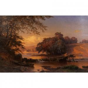 WEBER Paul 1823-1916,Landscape with boater,1864,Butterscotch Auction Gallery US 2023-11-19
