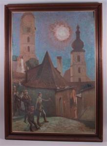 WEBER Rudolf 1872-1949,Am Heimweg vom Heurigen in Krems/Stein,1934,Palais Dorotheum AT 2017-12-07