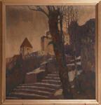 WEBER TYROL Hans Josef 1874-1957,Ansicht einer winterlichen Burganlage auf einem Be,Bloss 2015-12-07