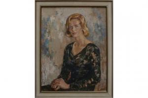 WEBER Vincent 1902-1990,Halbportrait einer sitzenden, jungen Frau,Geble DE 2015-11-14