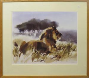 WEBER Wolfgang 1936,Lion in a landscape,Keys GB 2020-09-23