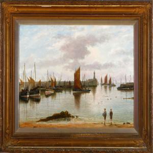 WEBSTER A 1800,A harbour scenery with boats and figures,Bruun Rasmussen DK 2008-01-28