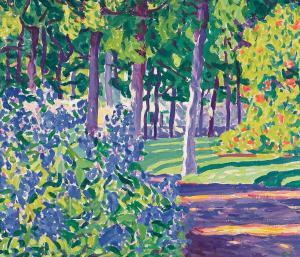 WEBSTER Edwin Ambrose 1869-1935,Summer Garden, Provincetown,1916,Swann Galleries US 2023-09-21
