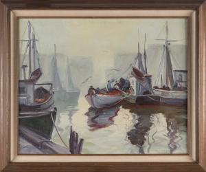 WEBSTER Russ 1904-1984,Commercial fishing boats in the harbor,Eldred's US 2023-07-28