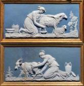 WEDGWOOD Josiah 1730-1795,femmes trayant des chèvres sur fond bleu,Etienne de Baecque FR 2021-03-30
