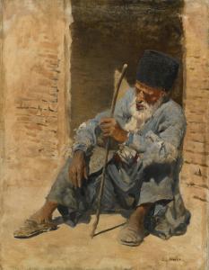 WEEKS Edwin Lord 1849-1903,AMERICAN MAN RESTING IN A DOORWAY, ISPAHAN, PERSIA,Sotheby's 2016-11-22