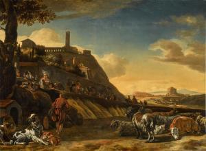 WEENIX Jan 1640-1719,An extensive Italianate landscape with shepherds o,1660,Sotheby's GB 2023-12-07