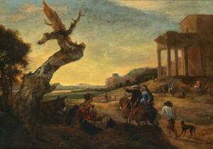 WEENIX Jan Baptist 1621-1665,A Mediterranean landscape with travellers and ro,1660,Palais Dorotheum 2022-11-10