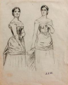 WEERTS Jean Joseph 1846-1927,Études de portrait de femme en pied,Brissoneau FR 2018-03-21