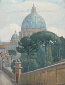 WEGENER Einar, Lili Elbe 1882-1931,A view towards St Peter's Basilica,Bruun Rasmussen DK 2023-04-10