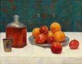 WEGENER Einar, Lili Elbe 1882-1931,Still life with fruit and a carafe on a tab,1907,Bruun Rasmussen 2021-05-31