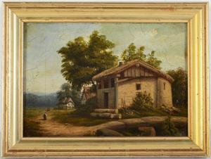 WEGENER Johann Friedrich W. 1812-1879,Landschaft mit Gehöft u. Staffagefiguren,Leipzig DE 2015-09-19