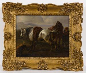 WEGENER Johann Friedrich W. 1812-1879,Pferde bei der Rast,Wendl DE 2020-06-25