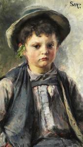 WEGMANN Bertha,Portrait of the boy Sepp wearing a hat and a littl,Bruun Rasmussen 2017-09-19