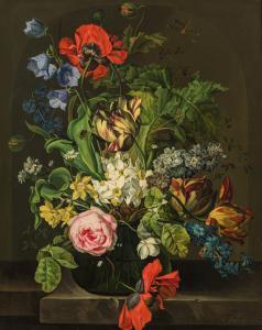 WEGMAYR Sebastian,Still life of flowers with roses and tulips,1822,im Kinsky Auktionshaus 2021-07-06