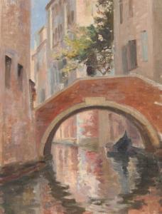 WEIBEL Louise 1865,Venezianischer Kanal mit Brücke,Von Zengen DE 2008-11-28