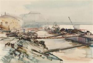 WEIBOLD Hans 1902-1984,Linz Alter Hafen,1955,Palais Dorotheum AT 2017-05-09