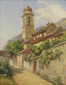 weickgenannr karl 1896-1976,Dorf mit Kirchturm in Südtirol,Von Zezschwitz DE 2011-05-19