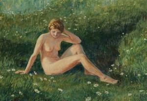 WEIDEMANN Magnus 1880-1966,Naked woman lying in grass,1923,Bruun Rasmussen DK 2022-06-06
