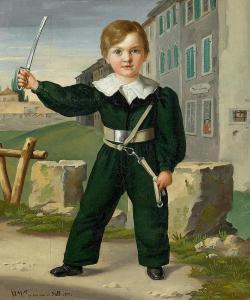WEIDENMANN Johann Caspar 1805-1850,Portrait of a boy in uniform,1833,Galerie Koller CH 2015-12-04
