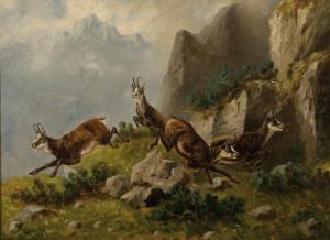 WEIDIG Friedrich 1859-1933,Springende Gämse im Gebirge,1894,Kastern DE 2012-09-22