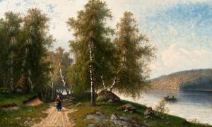 WEIDIG Julius 1837-1918,BIRCHES BY THE LAKE AT SUMMERTIME,Bukowskis SE 2011-05-25