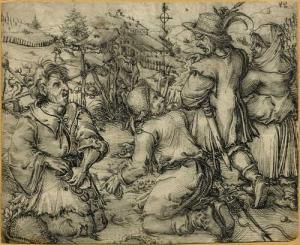 WEIDITZ Hans 1500-1536,Vagabonds playing dice and a peasant couple,1525-30,Galerie Koller 2019-03-29