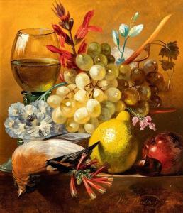 WEIDNER WILLEM FREDERIK 1817-1850,Autumn still life with wine and hunted bird,1846,Kaupp 2019-12-06