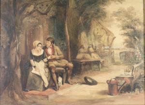 WEIGALL Charles Henry,A romantic study of figures beside a country dwell,Denhams 2016-08-03