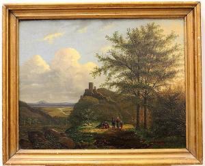 WEIJERS F.I 1800,Rustende wandelaars in heuvellandschap,1868,Venduehuis NL 2016-08-31
