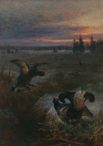 WEINBERGER Anton 1843-1912,Wood Grouse Fighting at Dawn,Palais Dorotheum AT 2022-12-12