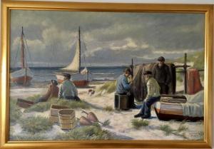WEINREICH Emil Janus 1892-1975,Fishermen on the beach,Bruun Rasmussen DK 2021-08-26