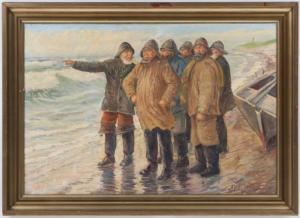 WEINREICH Emil Janus 1892-1975,fishermen on the shore,South Bay US 2022-02-05