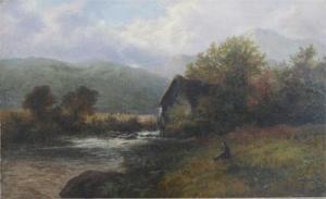 WEIR William 1926-1949,A fisherman by a rural water mill,19th Century,Woolley & Wallis GB 2007-07-16
