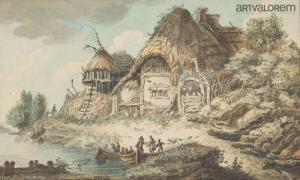 WEIROTTER Franz Edmund 1733-1771,Village près d'un cours d'eau,Art Valorem FR 2024-03-21