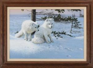 Weirs Persis 1942-2016,wolf cubs in winter scene,1992,South Bay US 2020-03-14