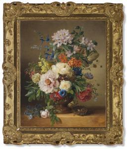 WEISS Anton 1801-1851,A peony, rhododendron, azalea, antirrhinum and lar,1843,Christie's 2021-06-08